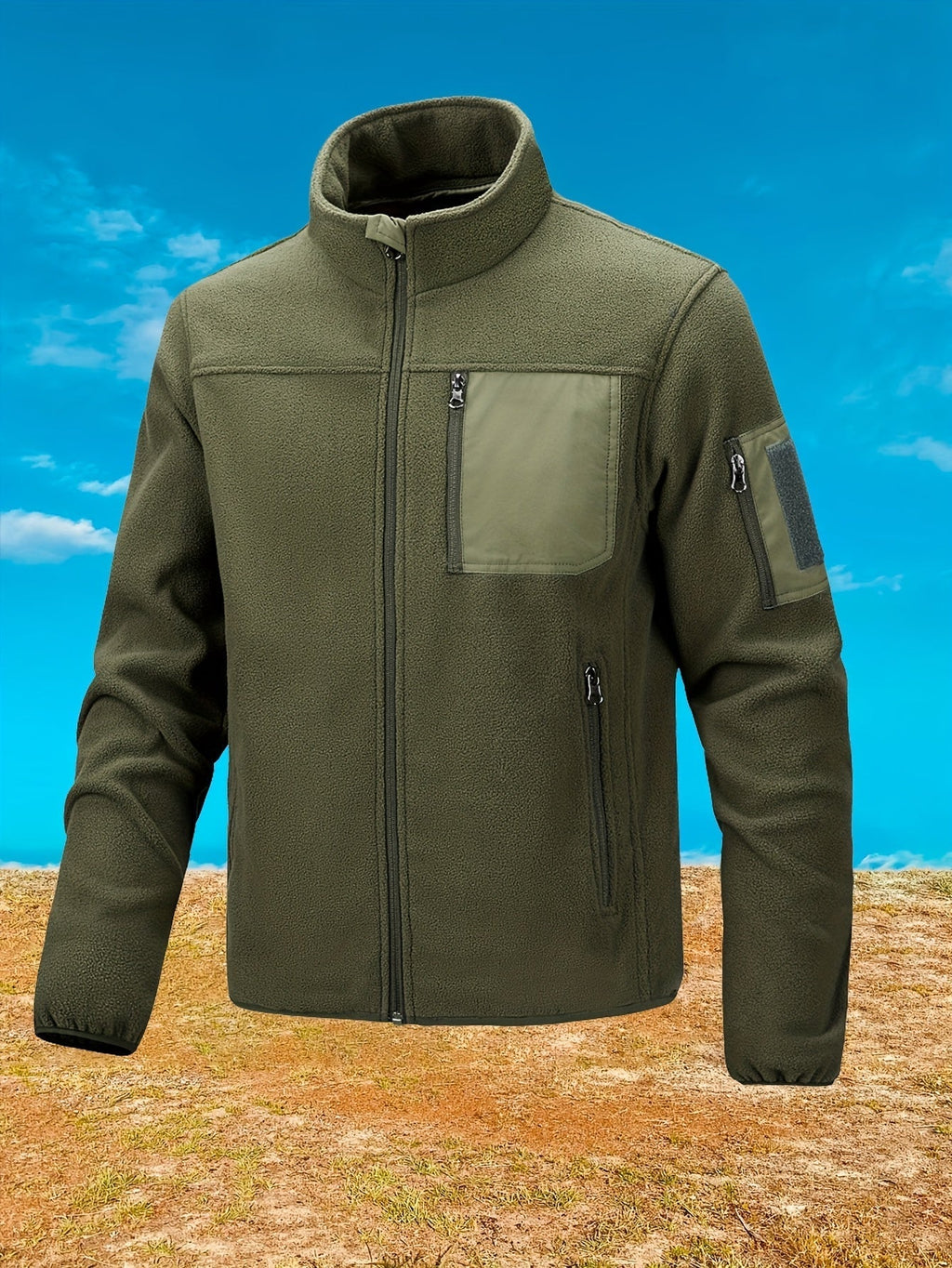 Fleecejacke Herren mit hohem Kragen und praktischen Taschen - 12 - Annoboutique