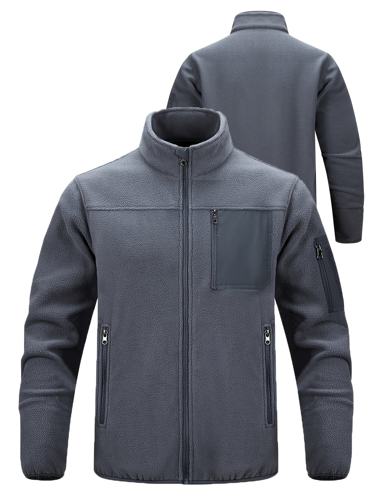 Fleecejacke Herren mit hohem Kragen und praktischen Taschen - 21 - Annoboutique