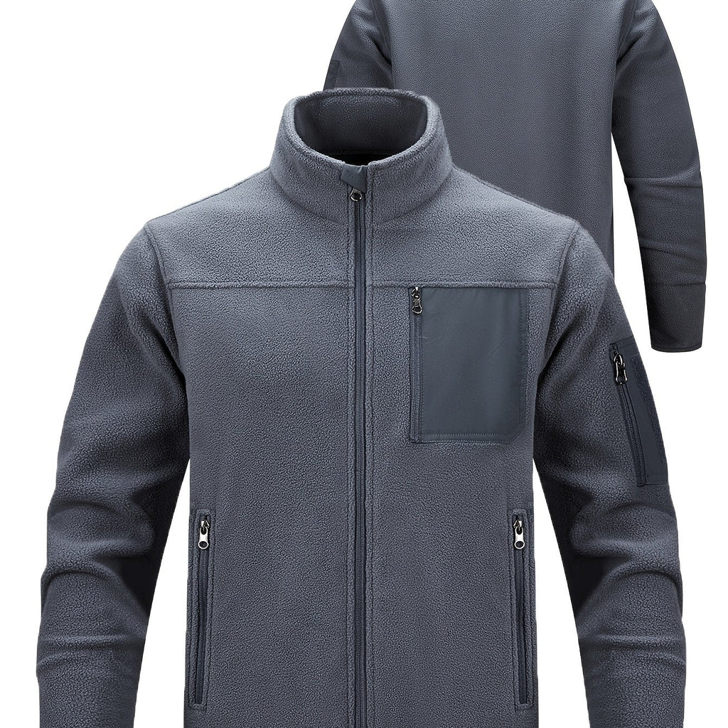 Fleecejacke Herren mit hohem Kragen und praktischen Taschen - 22 - Annoboutique
