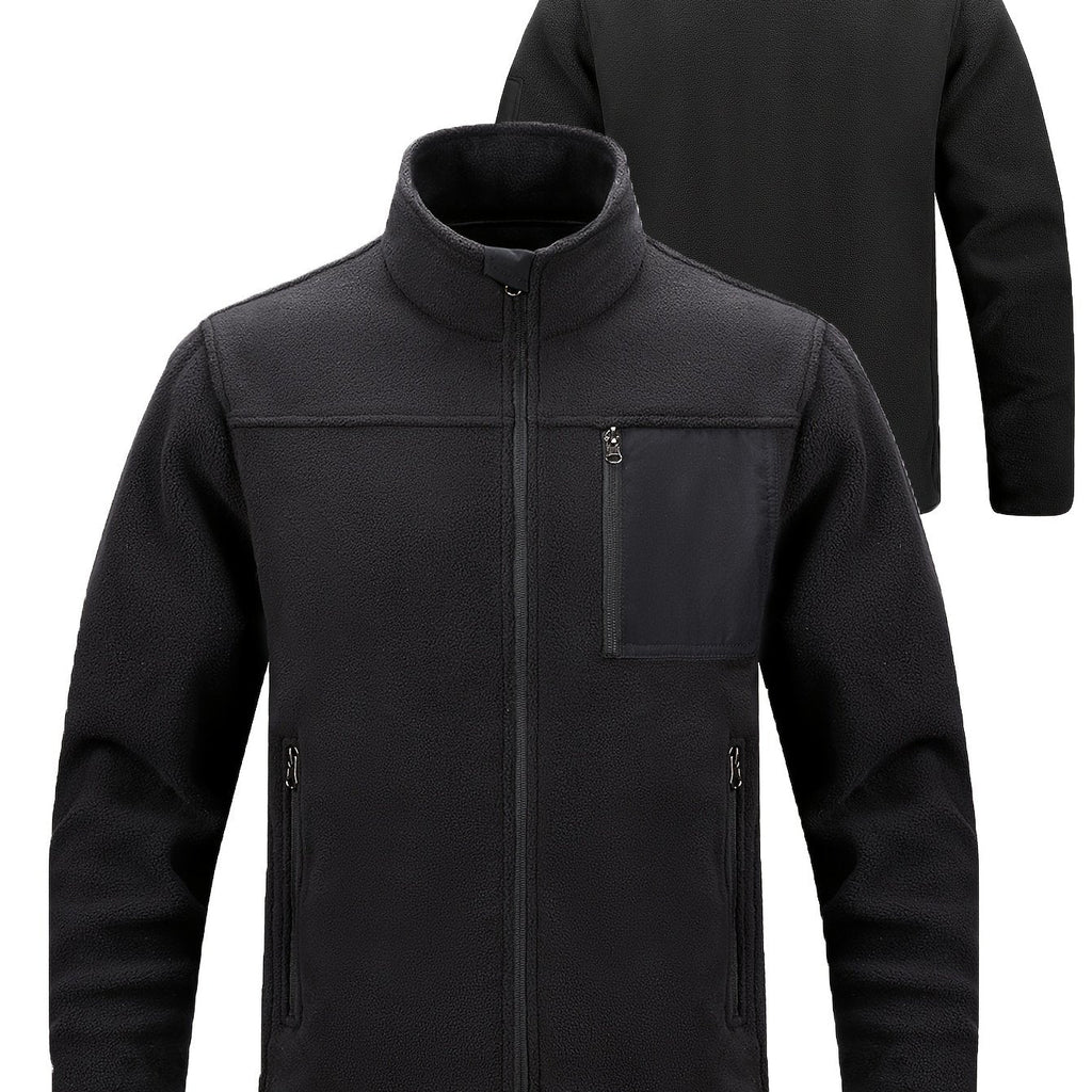 Fleecejacke Herren mit hohem Kragen und praktischen Taschen - 28 - Annoboutique