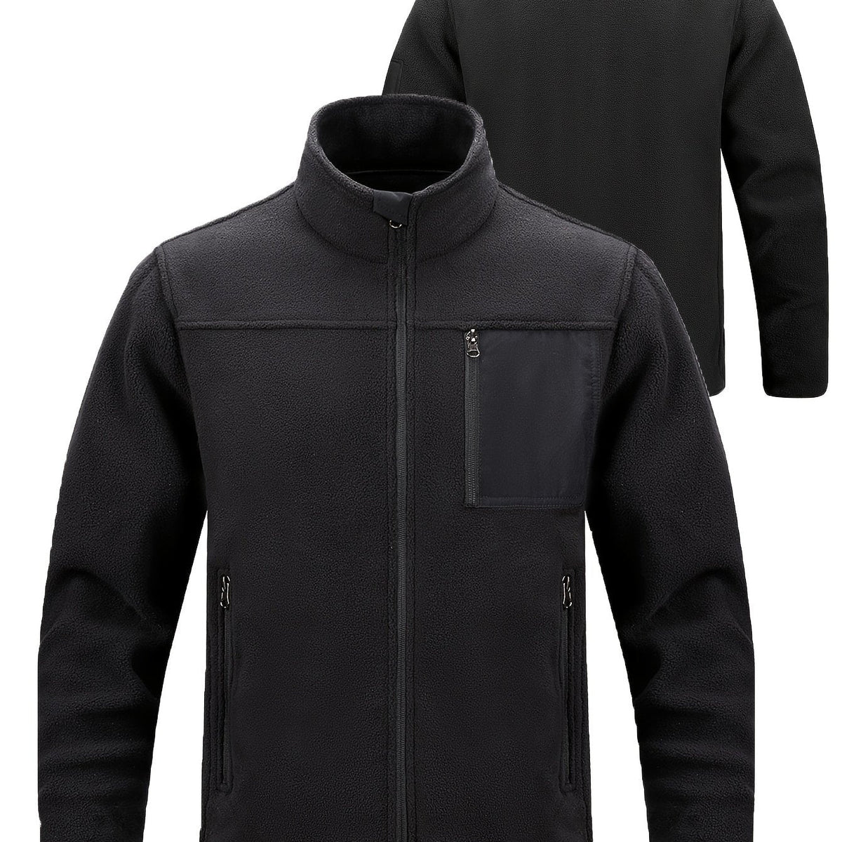 Fleecejacke Herren mit hohem Kragen und praktischen Taschen - 28 - Annoboutique