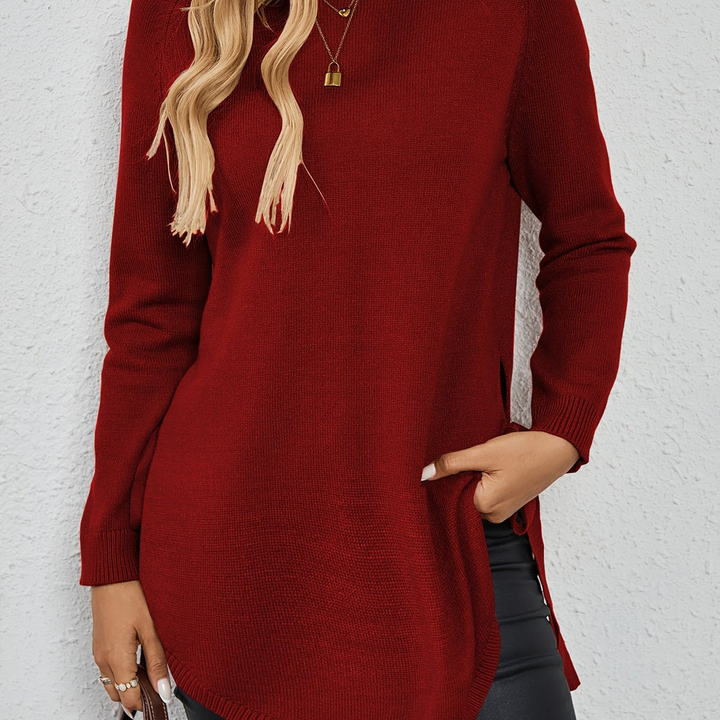 Pullover Damen mit seitlichen Bindebändern und langen Ärmeln in Dunkelrot - 1 - Annoboutique