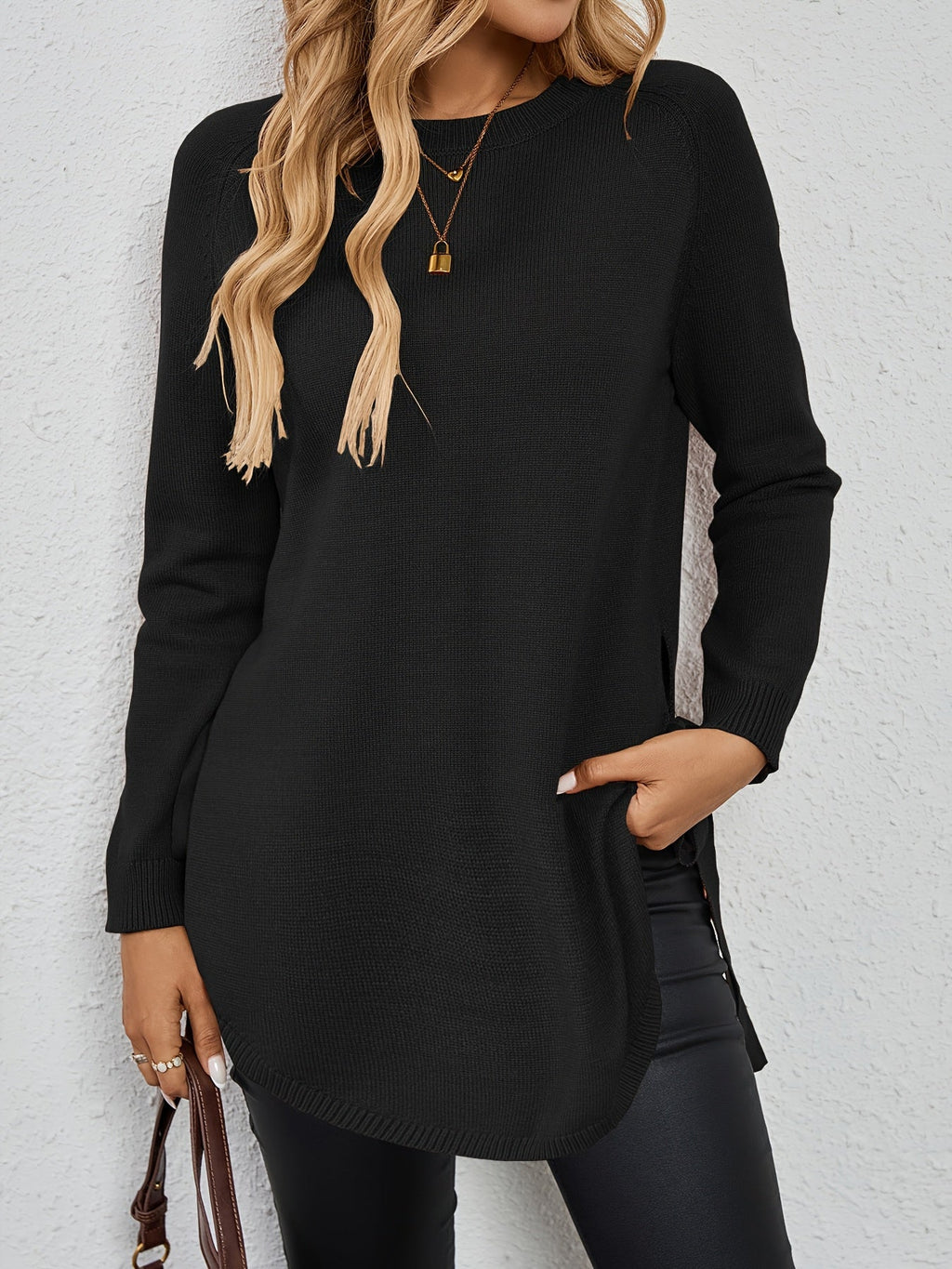 Pullover Damen mit seitlichen Bindebändern und langen Ärmeln in Dunkelrot - 21 - Annoboutique