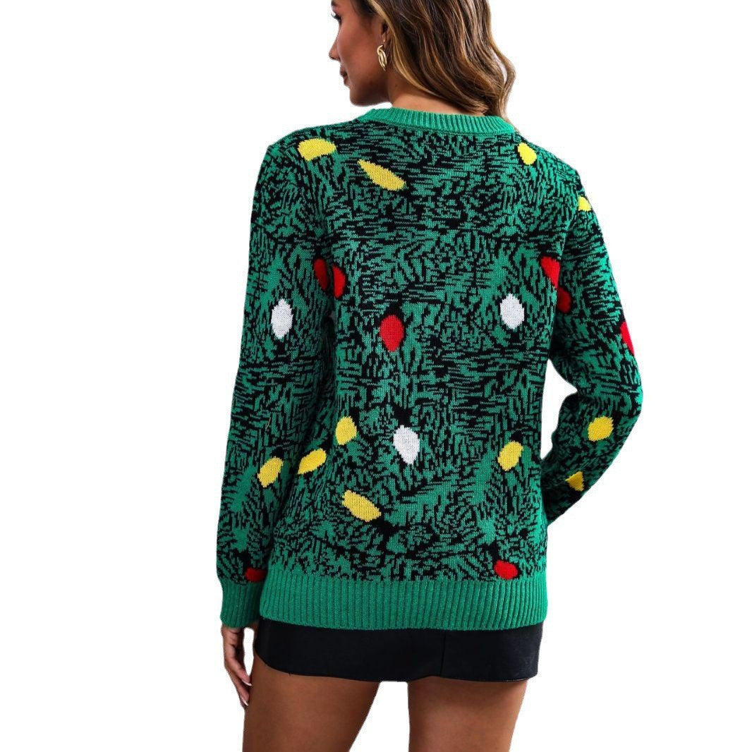Pullover Damen mit festlichem Baum-Motiv und langen Ärmeln - 5 - Annoboutique