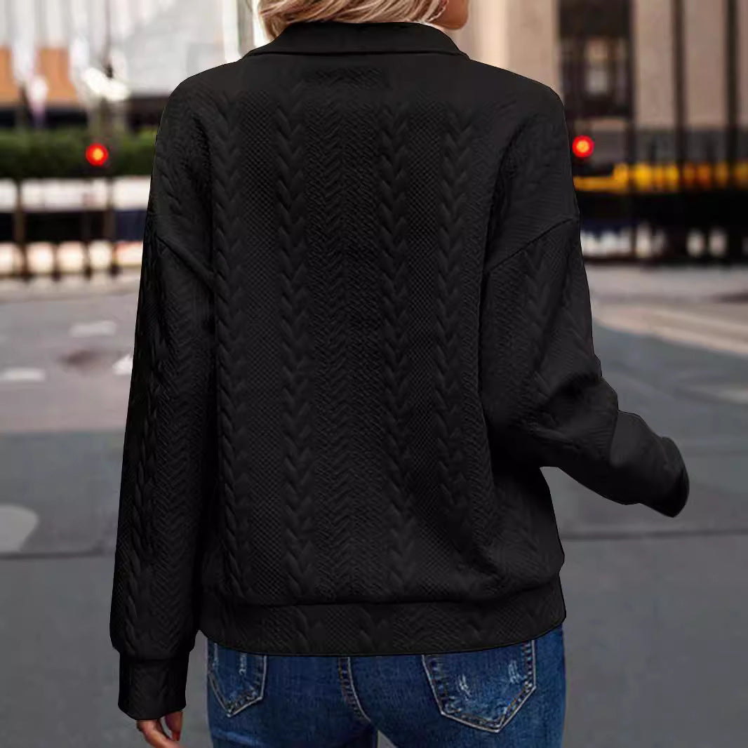 Pullover Damen mit Kragen und halbem Reißverschluss, modern und bequem - 7 - Annoboutique