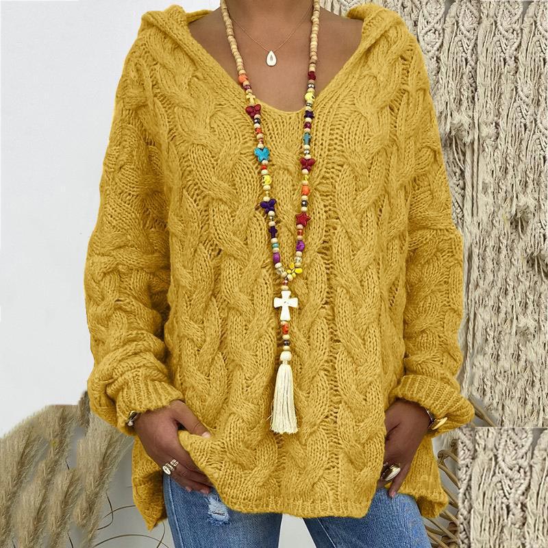Damen Pullover mit Kapuze und V-Ausschnitt in verschiedenen Farben - 6 - Annoboutique