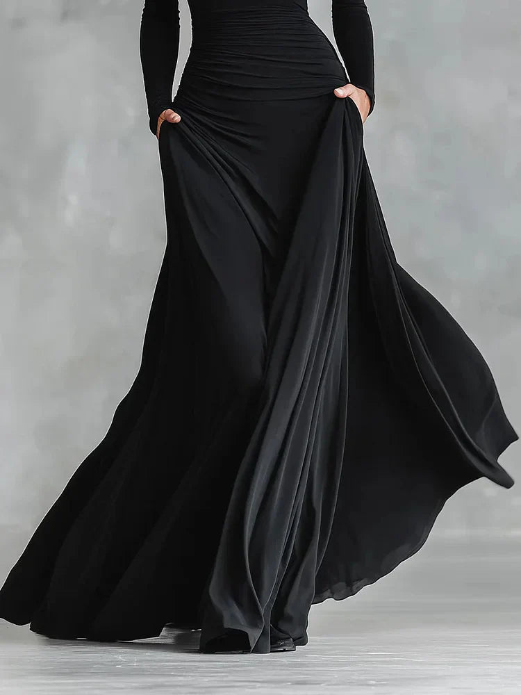 Maxikleid Damen mit tailliertem Schnitt und langen Ärmeln - 5 - Annoboutique