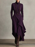 Maxikleid Damen mit Wickelschnitt und langen Ärmeln - 1 - Annoboutique