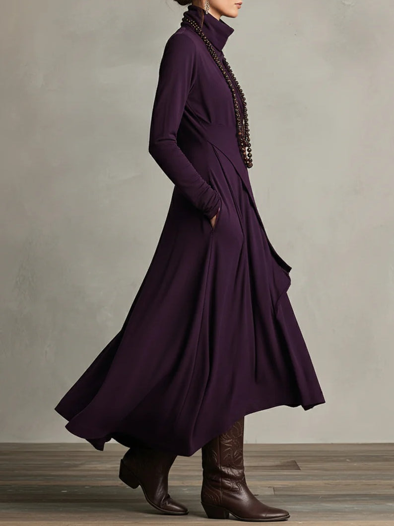 Maxikleid Damen mit Wickelschnitt und langen Ärmeln - 4 - Annoboutique