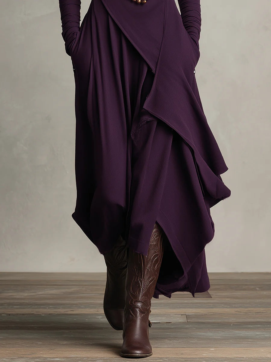 Maxikleid Damen mit Wickelschnitt und langen Ärmeln - 6 - Annoboutique