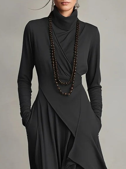 Maxikleid Damen mit Wickelschnitt und langen Ärmeln - 7 - Annoboutique