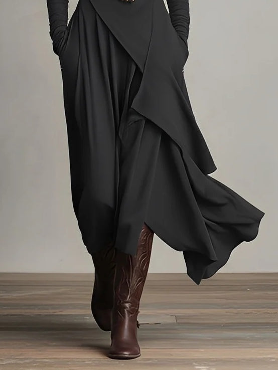 Maxikleid Damen mit Wickelschnitt und langen Ärmeln - 8 - Annoboutique