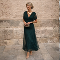Maxikleid Damen mit Wickeldesign und V-Ausschnitt – feminines Blumenmuster - 1 - Annoboutique