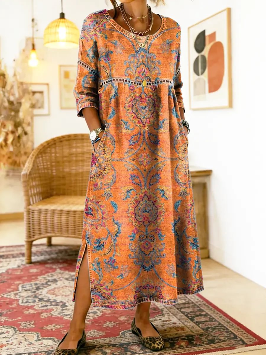 Maxikleid Damen mit floralen Mustern und seitlichen Schlitzen - 1 - Annoboutique
