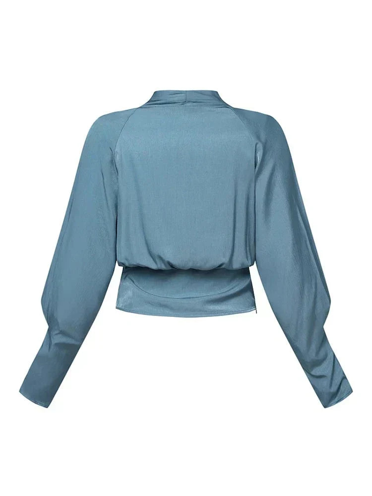 Bluse Damen mit Wickeldesign und Puffärmeln - 5 - Annoboutique