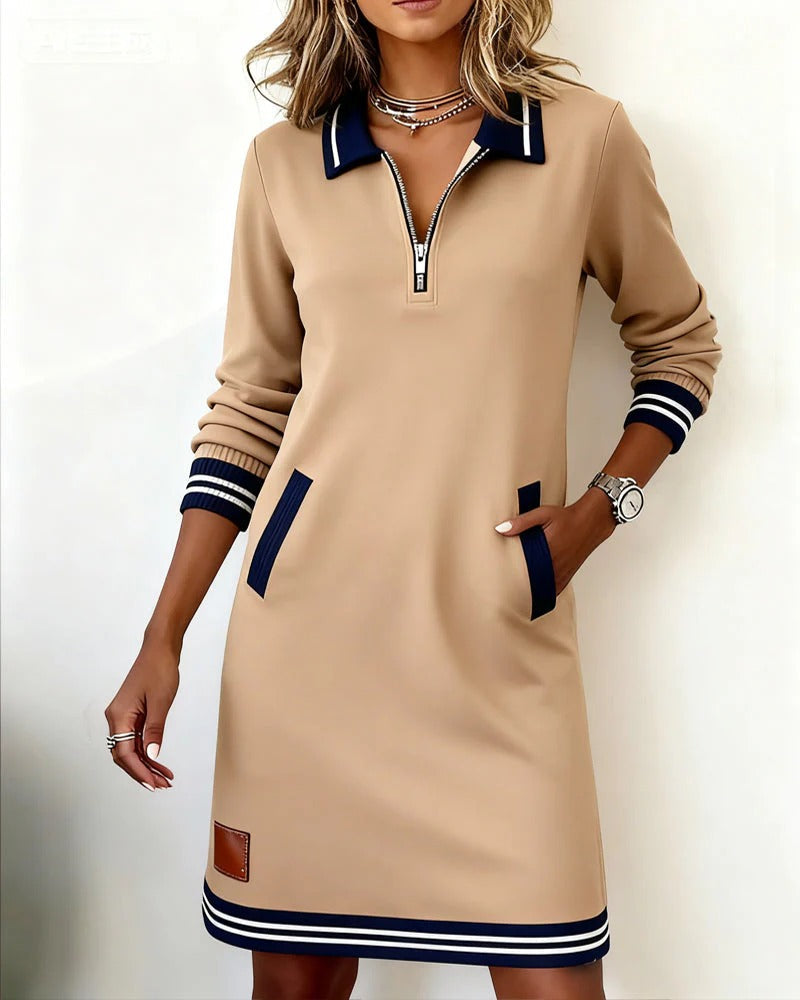 Hemdblusenkleid Damen mit Reißverschluss und praktischen Taschen - 3 - Annoboutique