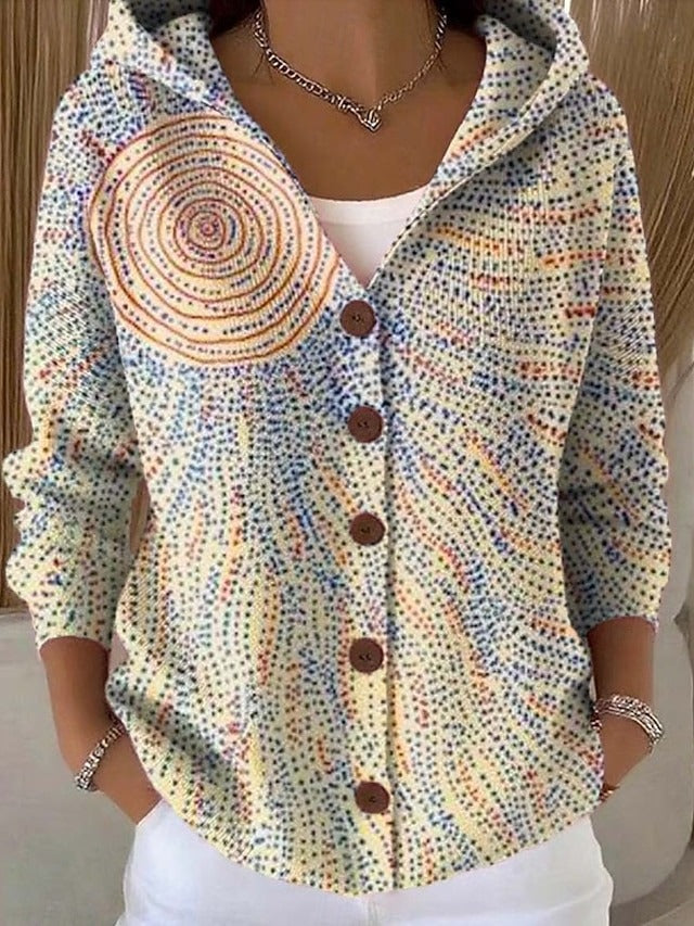Hemdblusenkleid Damen mit Kapuze und buntem Muster - 6 - Annoboutique