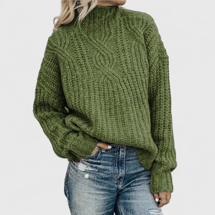 Pullover Damen mit Stehkragen und klassischem Muster - 1 - Annoboutique