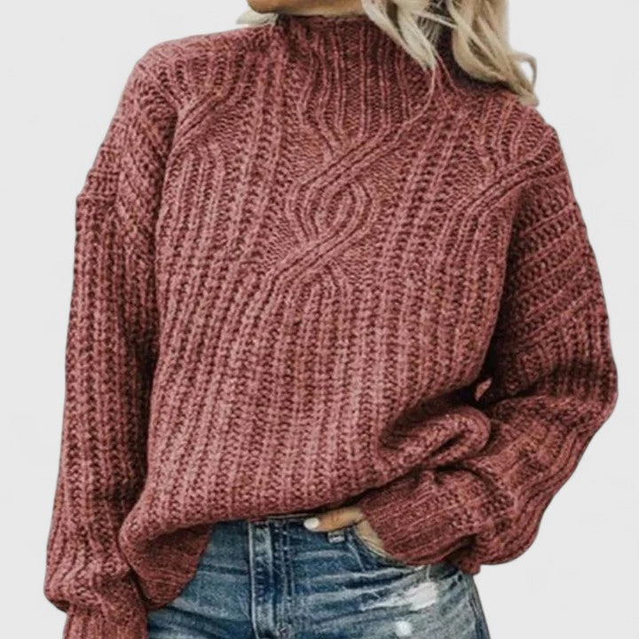 Pullover Damen mit Stehkragen und klassischem Muster - 2 - Annoboutique