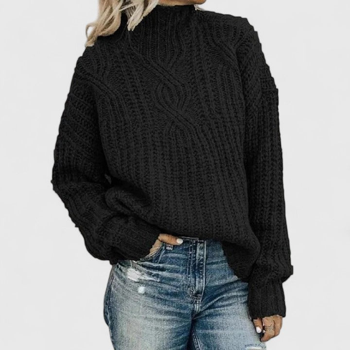 Pullover Damen mit Stehkragen und klassischem Muster - 3 - Annoboutique