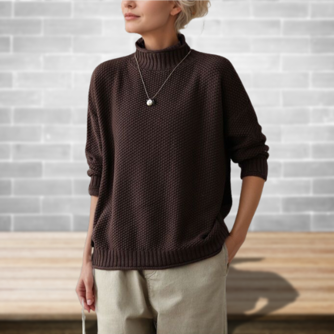 Damen Pullover mit Stehkragen und lässigem Schnitt für jeden Anlass - 8 - Annoboutique