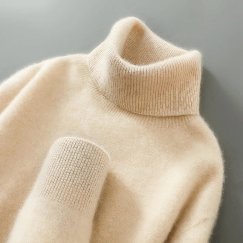 Pullover Damen mit Rollkragen und lässigem Schnitt in sanften Farben - 5 - Annoboutique