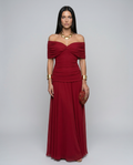 Abendkleid Damen mit Wickeldetail und schulterfreiem Ausschnitt - 1 - Annoboutique