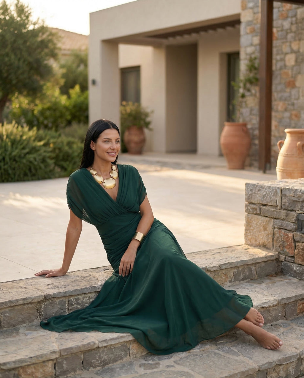 Abendkleid Damen mit Wickeldetail und schulterfreiem Ausschnitt - 16 - Annoboutique