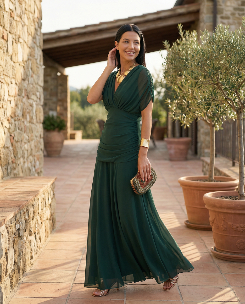 Abendkleid Damen mit Wickeldetail und schulterfreiem Ausschnitt - 17 - Annoboutique
