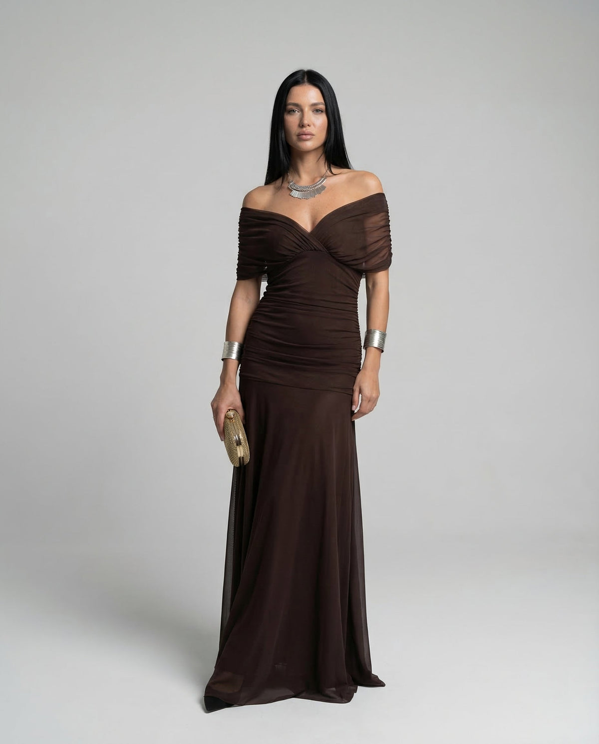 Abendkleid Damen mit Wickeldetail und schulterfreiem Ausschnitt - 19 - Annoboutique