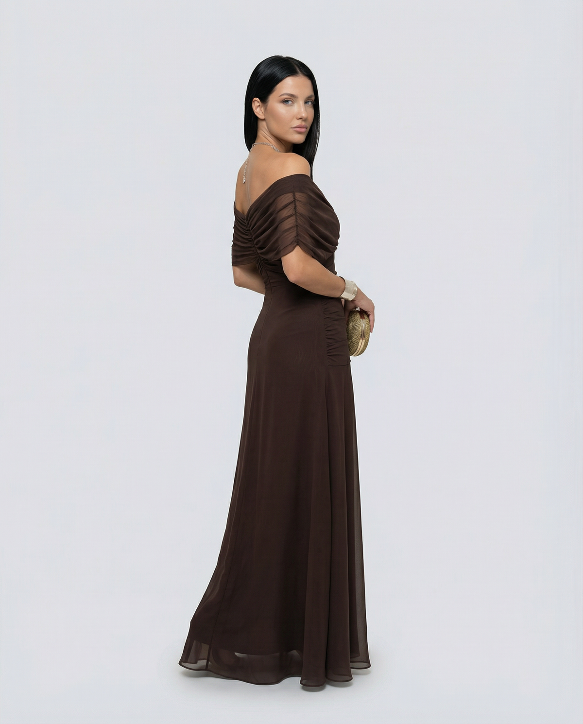 Abendkleid Damen mit Wickeldetail und schulterfreiem Ausschnitt - 20 - Annoboutique