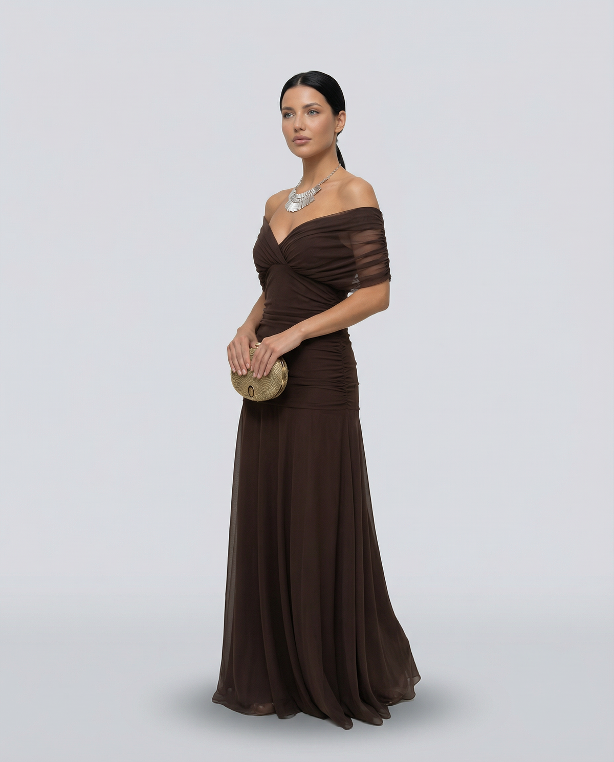 Abendkleid Damen mit Wickeldetail und schulterfreiem Ausschnitt - 24 - Annoboutique