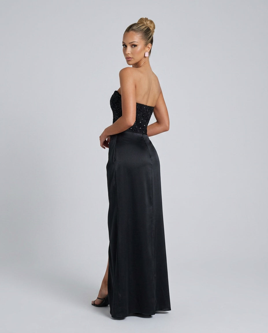 Abendkleid Damen mit Corsagen-Oberteil und hohem Schlitz - 2 - Annoboutique