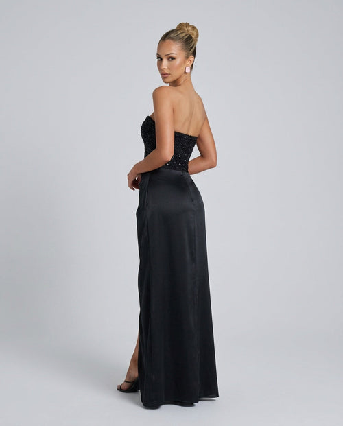 Abendkleid Damen mit Corsagen-Oberteil und hohem Schlitz - 2 - Annoboutique