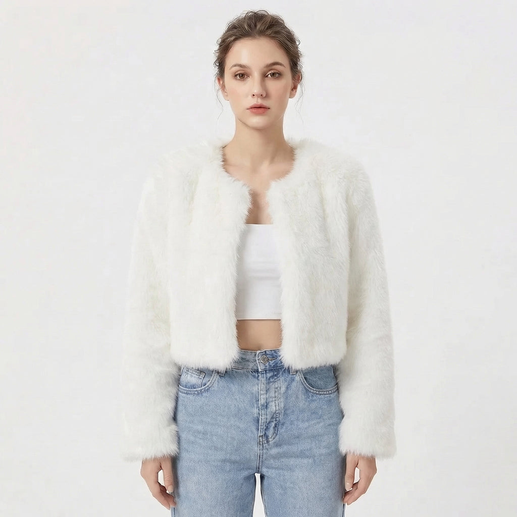 Damen Jacke mit Rundhalsausschnitt und kurzem Schnitt - 1 - Annoboutique