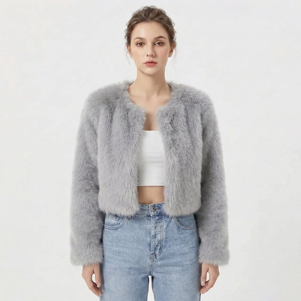 Damen Jacke mit Rundhalsausschnitt und kurzem Schnitt - 3 - Annoboutique