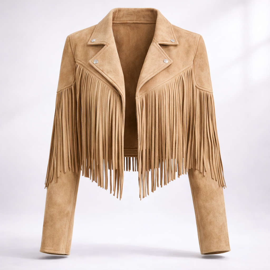 Fransenjacke Damen mit figurbetontem Schnitt und Reverskragen - 10 - Annoboutique
