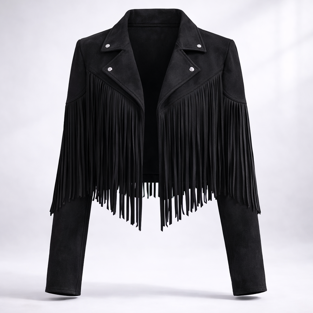 Fransenjacke Damen mit figurbetontem Schnitt und Reverskragen - 12 - Annoboutique