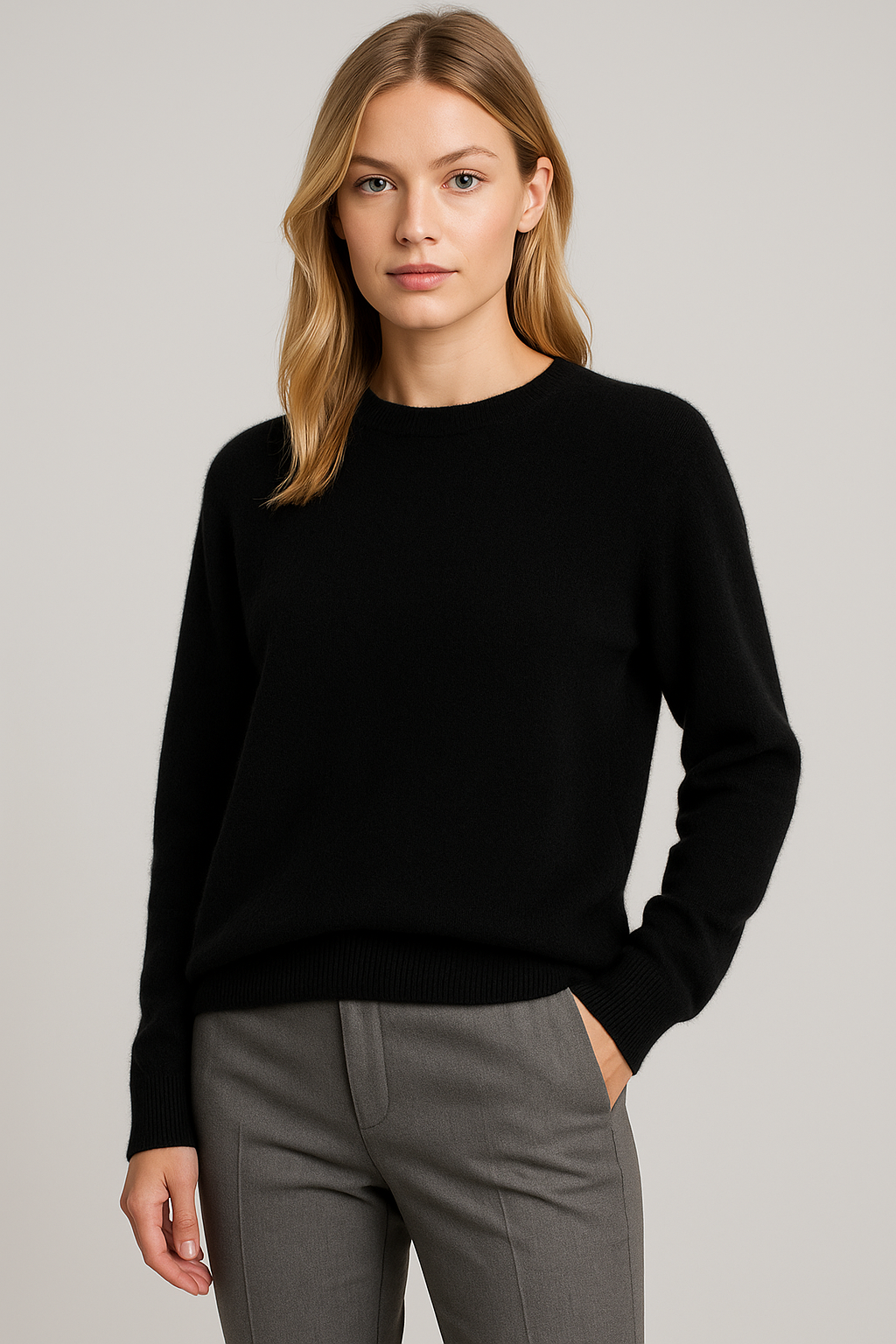 Damen Pullover mit Rundhalsausschnitt und langen Ärmeln - 1 - Annoboutique