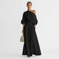 Maxikleid Damen mit schickem One-Shoulder Schnitt und praktischen Taschen - 1 - Annoboutique