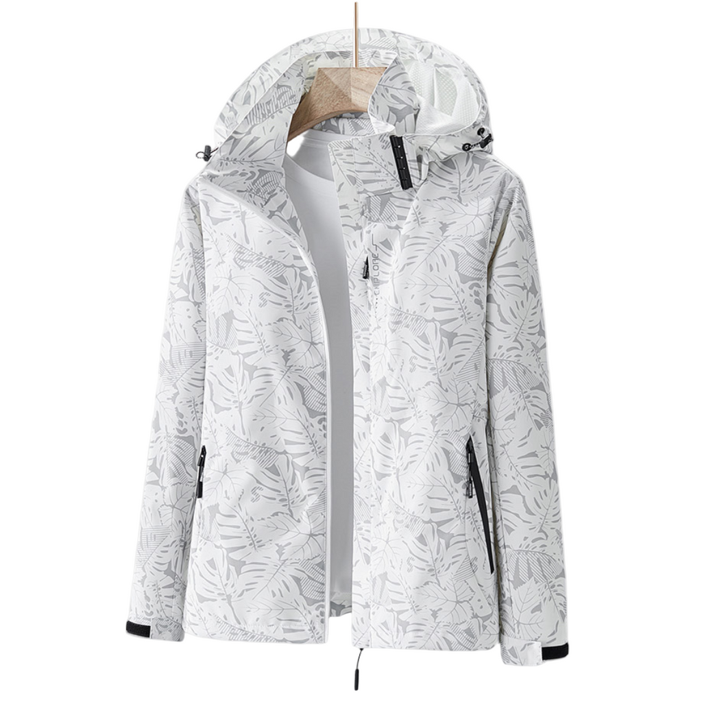 Modische Damenjacke mit Kapuze und floralem Design - 1 - Annoboutique