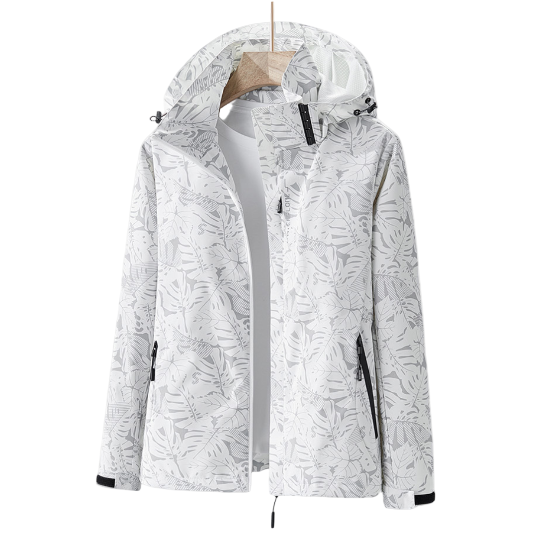 Modische Damenjacke mit Kapuze und floralem Design - 1 - Annoboutique
