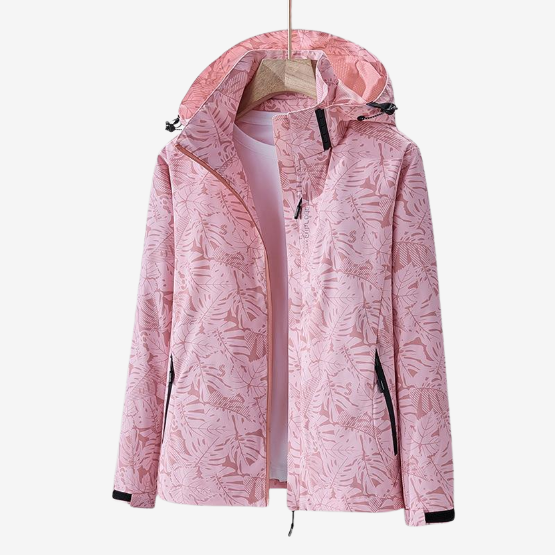 Modische Damenjacke mit Kapuze und floralem Design - 2 - Annoboutique