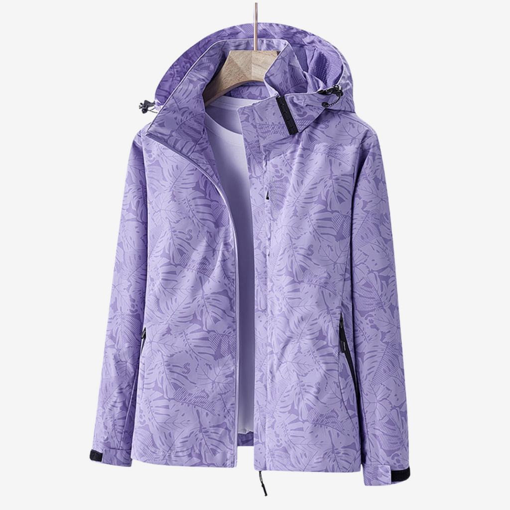 Modische Damenjacke mit Kapuze und floralem Design - 4 - Annoboutique