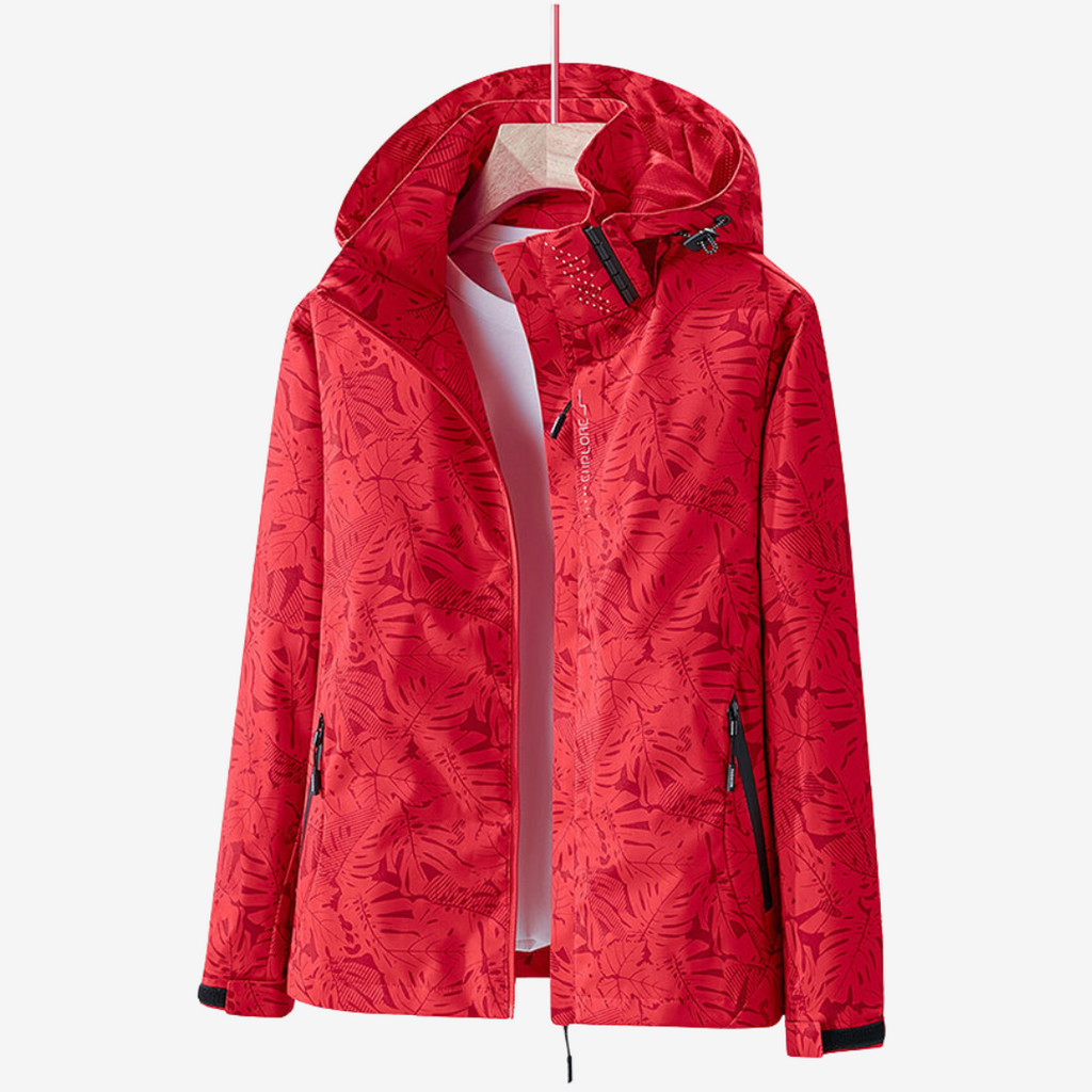 Modische Damenjacke mit Kapuze und floralem Design - 5 - Annoboutique
