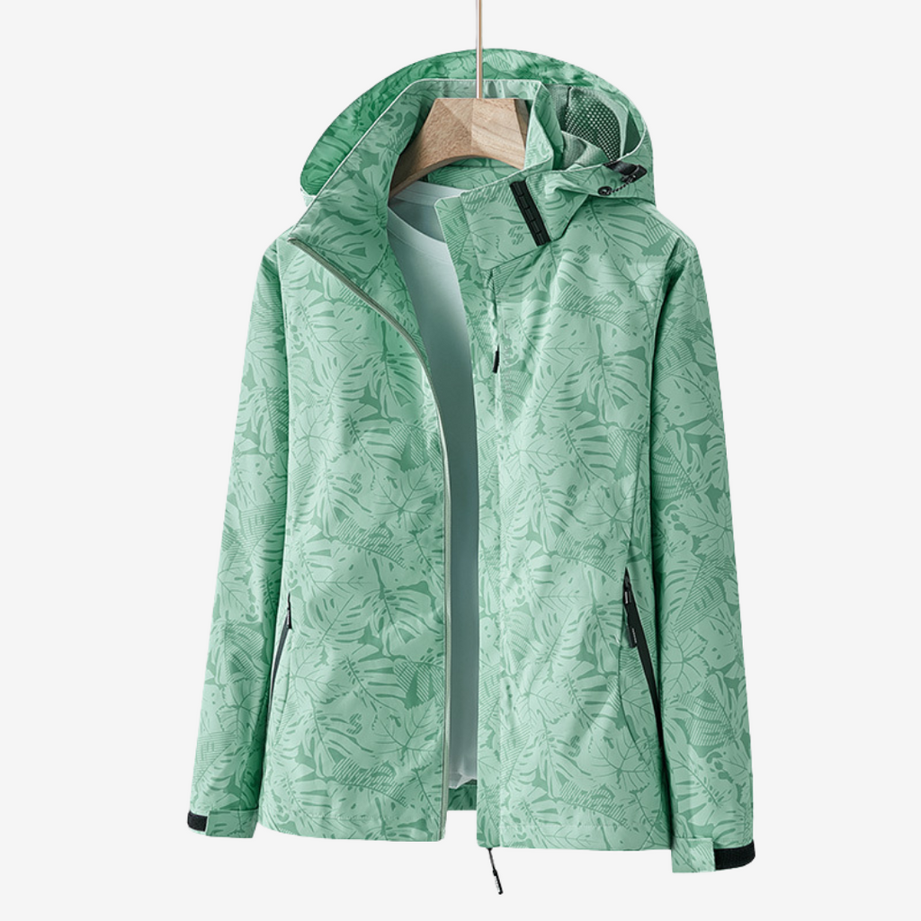 Modische Damenjacke mit Kapuze und floralem Design - 6 - Annoboutique