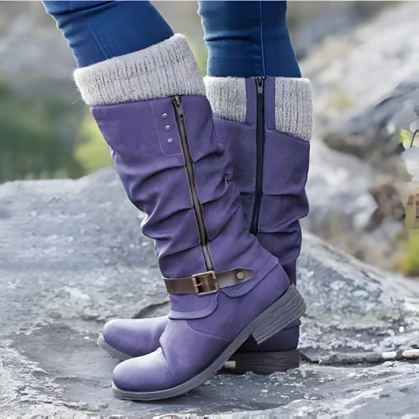 Stiefel Damen mit Falten-Design und modischem Riemen - 4 - Annoboutique