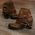 Damen Stiefeletten mit geflochtenem Wickelriemen und Blockabsatz - 2 - Annoboutique