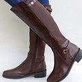 Kniehohe Stiefel Damen mit Blockabsatz und elastischem Einsatz - 2 - Annoboutique