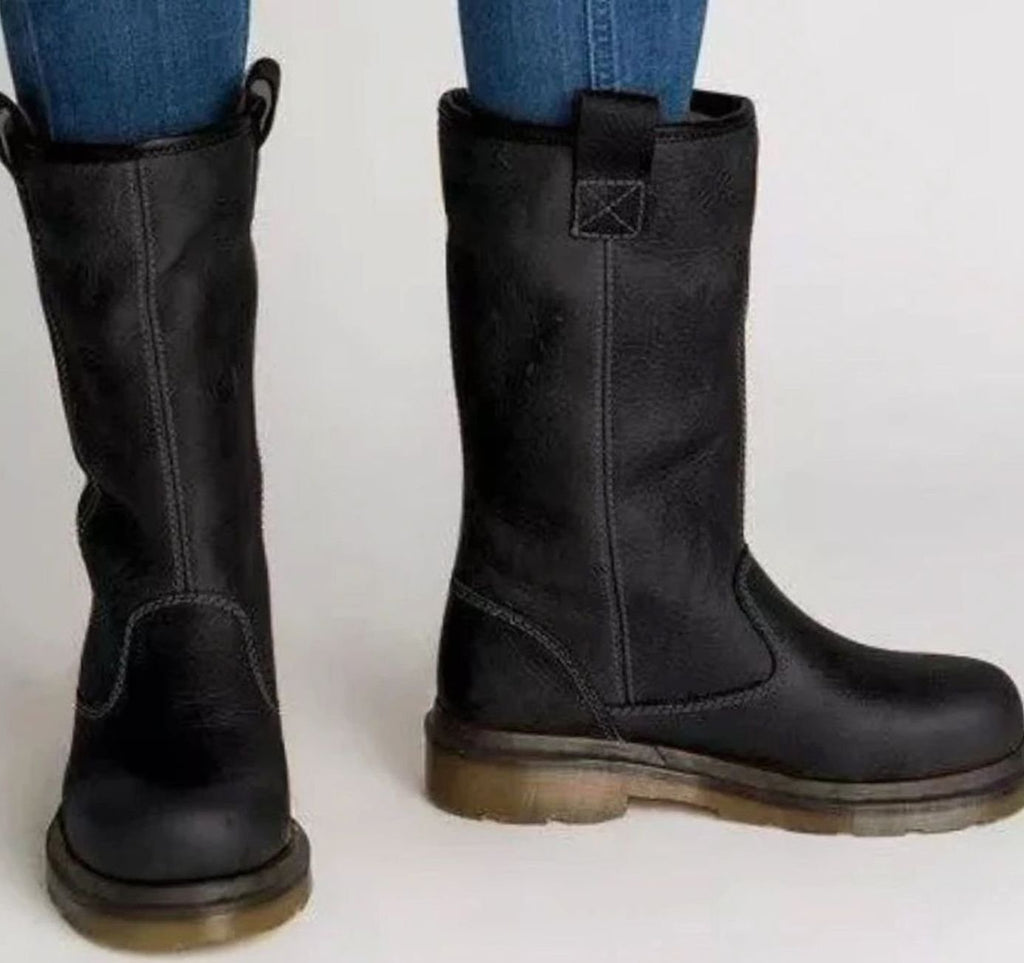 Stiefel Damen wadenhoch mit praktischem Anziehdesign - 2 - Annoboutique